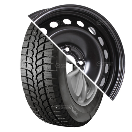 Кама-505 R15 195/65 91Q шип   () + Логан 2 R15x6 4x100 ET40 CB60.1 Black  Кама-505 R15 195/65 91Q шип    + Логан 2 R15x6 4x100 ET40 CB60.1 Black