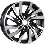 KDW KD1546 (ZV 15_Logan II) R15x6 4x100 ET40 CB60.1 Black_Front_Polished